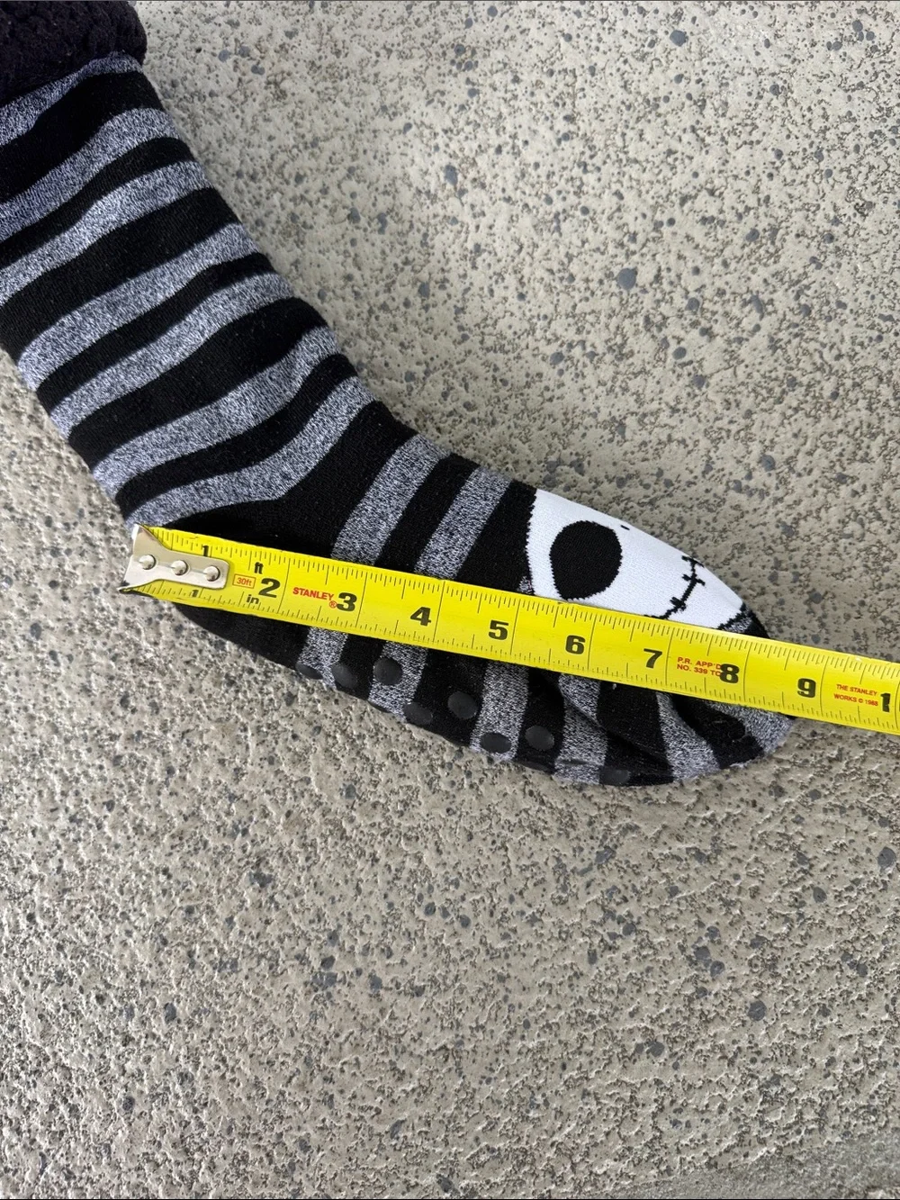 Disney Nightmare Before Christmas Jack Skellington black stripe fleece socks